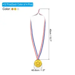 Unique Bargains Plastic Well-crafted Lightweight Embossed Design Award Medals Gold Silver Bronze 12 Pack