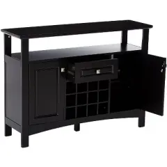 Kings Brand Furniture Walston 9 Bottle Capacity Wine Rack Buffet Server Console Table with Glass Doors, Espresso