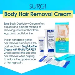 Surgi Cream BODY Hair Removal Cream for Bikini & Legs Includes Surgi-Soothe Cream (Fresh Scent) - (PACK OF 2)