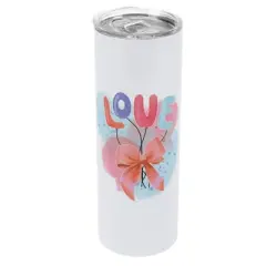 Elanze Designs 20 Ounce Stainless Steel On the Go Travel Tumbler With Push Top Lid, Love Balloons