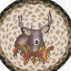 Earth Rugs Deer Floral Printed Round Jute Trivet &ndash; 10" Rustic Nature-Inspired Design