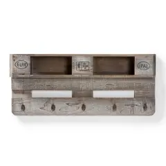 Ferguson Vintage Rustic Whitewashed Oak Finished Wood Wall Mounted Coat Rack with Shelves Oak - Baxton Studio