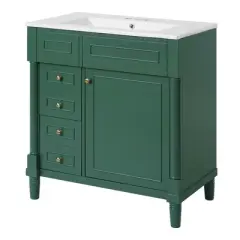 JUJABU 30" Freestanding Bathroom Vanity with Sink, 2 Drawers and Soft-Closing Door