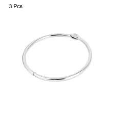 Unique Bargains 2"Inner Dia Book Office Loose Leaf Binder Hinge Snap Ring Keyring Metal Binder Clips 2.2x2.2x0.1inches Silver 3 Pcs