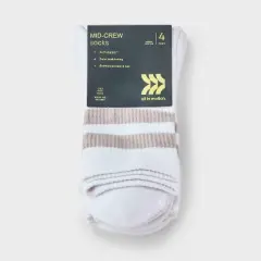 Women's Cushioned Varsity 4pk Short Crew Socks - All In Motion&trade;