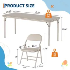 7-Piece Kids Folding Table & Chairs Set, Toddler Activity/Dining Set