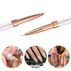 Unique Bargains Aluminum Nail Art Liner Brushes Rose Gold Tone 1 Pc