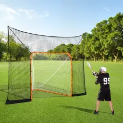 VEVOR Hockey and Lacrosse Goal Backstop, 12x9 ft Lacrosse Net with Extended Coverage, Backyard Lacrosse Equipment, for Youth Adult (NET ONLY), Black