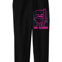 Minecraft Neon Skeleton Line Art Boy's Black Sweatpants