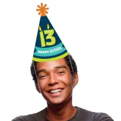 Big Dot of Happiness Boy 13th Birthday - Cone Happy Birthday Party Hats for Kids and Adults - Set of 8 (Standard Size)