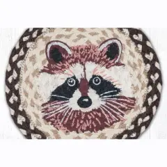 Earth Rugs Raccoon Printed Round Jute Trivet &ndash; 10" Braided Natural Fiber Hot Pad with Rustic Woodland Wildlife Design