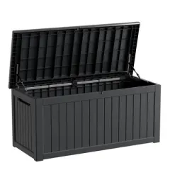 Kumasinova 230 Gal Oversized Storage Deck Box for Outdoor Use,All Weather PP Resin,Garden Seat Storage Box,Waterproof,Seats 2 People