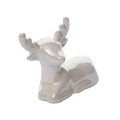 Transpac Dolomite 7.5 in White Christmas Elegant Reindeer Place Card Holder Set of 4 for Holiday Decor