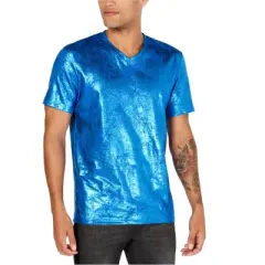 I.N.C International Concepts Mens Foil Coated Embellished T-Shirt, Blue, X-Large