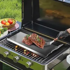 VEVOR Carbon Steel Griddle, 32x14 inch Universal Flat Top Rectangular Plate, Gas Grill Griddle for BBQ Grill, Teppanyaki, Black