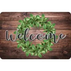 Ashley Productions&reg; The Original Fun Mat&trade;, Welcome Mat, 15.5" x 23.5", Green Wreath Welcome