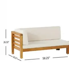 NicBex 4-Piece Sectional Couch with Coffee Table, V-Shaped Outdoor Patio Sofa Set, Acacia Wood Outdoor Sofa Set with Cushions