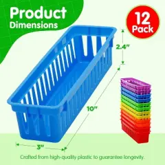 Pencil Baskets for Classroom Essential 12 pcs per pack, Colored Pencils, Drawer Organizer, 
Plastic Storage Bins, Teacher Desks Must-Haves