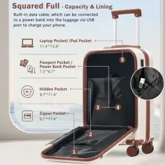 Kumasinova Hard-Shell Luggage,Set of 3,2 Expandable Suitcases with TSA Lock & Travel Bag,Front Opening Luggage with USB Ports,20"&24"