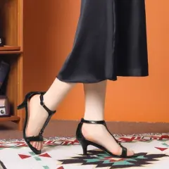 Allegra K Women's T Strap Croc Embossed Kitten Heel Sandals