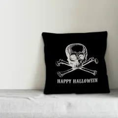 Creative Products Skull and Crossbones Happy Halloween 16x16 Indoor / Outdoor Pillow