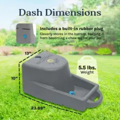 Dakota 283 Dash 5-Gallon Weatherproof Dog & Pet Water Dispenser System for Home & Outdoor Use w/Built-In Rubber Plug, Dark Granite