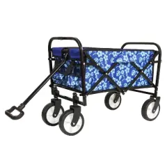 Minimeetall Colorful Collapsible Foldable Wagon Cart with strapping system, Beach Wagonblue flower