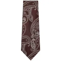 TheDapperTie Men's Burgundy And White Paisley Necktie with Hanky