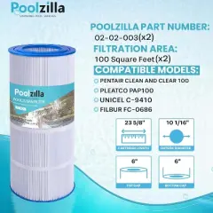 Poolzilla Replacement Pool Filter for Pentair CC100, CCRP100, PAP100, PAP100-4, Unicel C-9410, R173215, Filbur FC-0686, 59054200, 160316