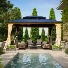 EROMMY 15 Ft. W X 13 Ft. D Solid Wood Patio Gazebo