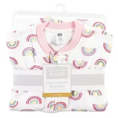 Hudson Baby Infant Girl Premium Quilted Long Sleeve Sleeping Bag and Wearable Blanket, Modern Rainbow