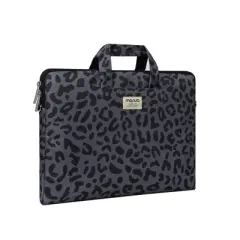 Laptop Shoulder Bag, 15 inch Computer Bags, Leopard Grain Briefcase Sleeve with Belt