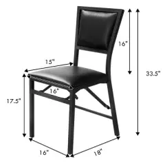 Costway Set of 2 Metal Folding Chair Dining Chairs Home Restaurant Furniture Portable Black