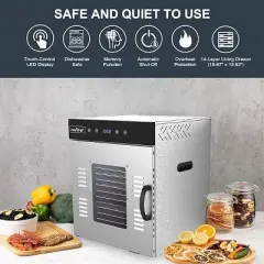 NutriChef Premium Food Dehydrator Machine - 1000 Watts 14 Shelf Stainless Steel Dehydrator with LED Display