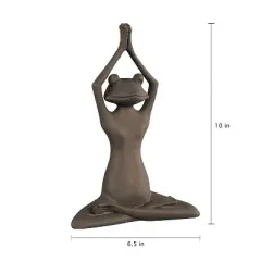 Nature Spring Stretching Frog Statue for Flower Beds and Fairy Gardens - Brushed Bronze