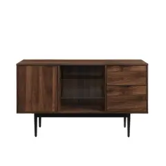 Timothy Modern Lifted Triple Storage Sideboard Dark Walnut - Saracina Home