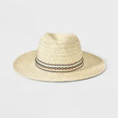 Men's Light Marled Panama Hat with Embroidered Band - Goodfellow & Co&trade; Cream
