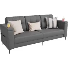 83.5" 3 Seater Sofa Couch with Storage Armrests for Living Room, Comfy Sofa Couch with Wide Seat