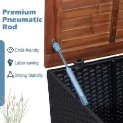 Tangkula 3PCS Patio Rattan Conversation Furniture Set Yard Outdoor w/ Navy Cushions