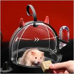 Acekool Hamster Cage, Transparent PS Habitat with 180&deg; Rotating Door, Silicone Handle, Surround Ventilation, Easy Carry Pet Home