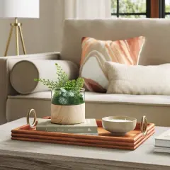 Acacia Wood Tray with Gold Ring Handles - Threshold&trade;