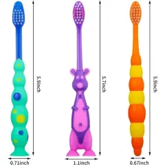 Toddler Toothbrush Bulk Kids Toothbrush Pack with Covers Suction Cup (Pack of 24)