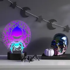 Lit Acrylic Spider and Web Figurine - Hyde and EEK! Boutique&trade; Neon Blue