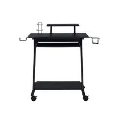 INFURNIC Desks Rectangular Gaming Desk with Open Compartment Keyboard Tray and Shelf for Storage, Black, 21"*28"*35"