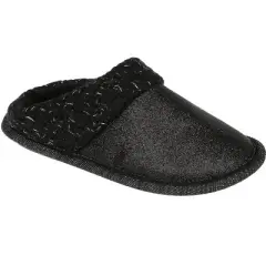 Rampage Girl's Fluffy And Cute Glitter Slippers With Knit Collar & Faux Fur Sock Detail