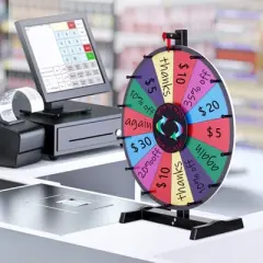 VEVOR 24 inch Spinning Prize Wheel, 14 Slots Tabletop Spinner, Heavy Duty Roulette Wheel with a Dry Erase and 2 Markers, Multicolored