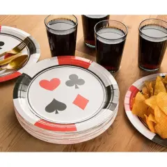 Blue Panda Poker & Casino Card Night Plates - 80 Disposable Dinner Paper Plates 9 x 9 inches