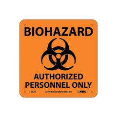 National Marker Biohazard Authorized Personnel Only (W/ Graphic) 7X7 Rigid Plastic Caution Sign S93R
