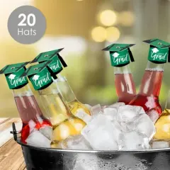 Big Dot of Happiness Green Grad - Best is Yet to Come - DIY Grad Cap Green Graduation Party Bottle Topper Decorations - Set of 20