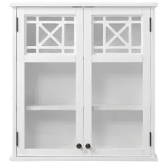 27"x29" Derby Wall Mounted Bath Storage Cabinet with Glass Doors White - Alaterre Furniture